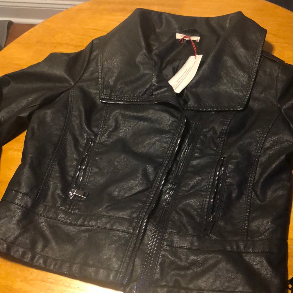 Leather Jacket with fur Collar